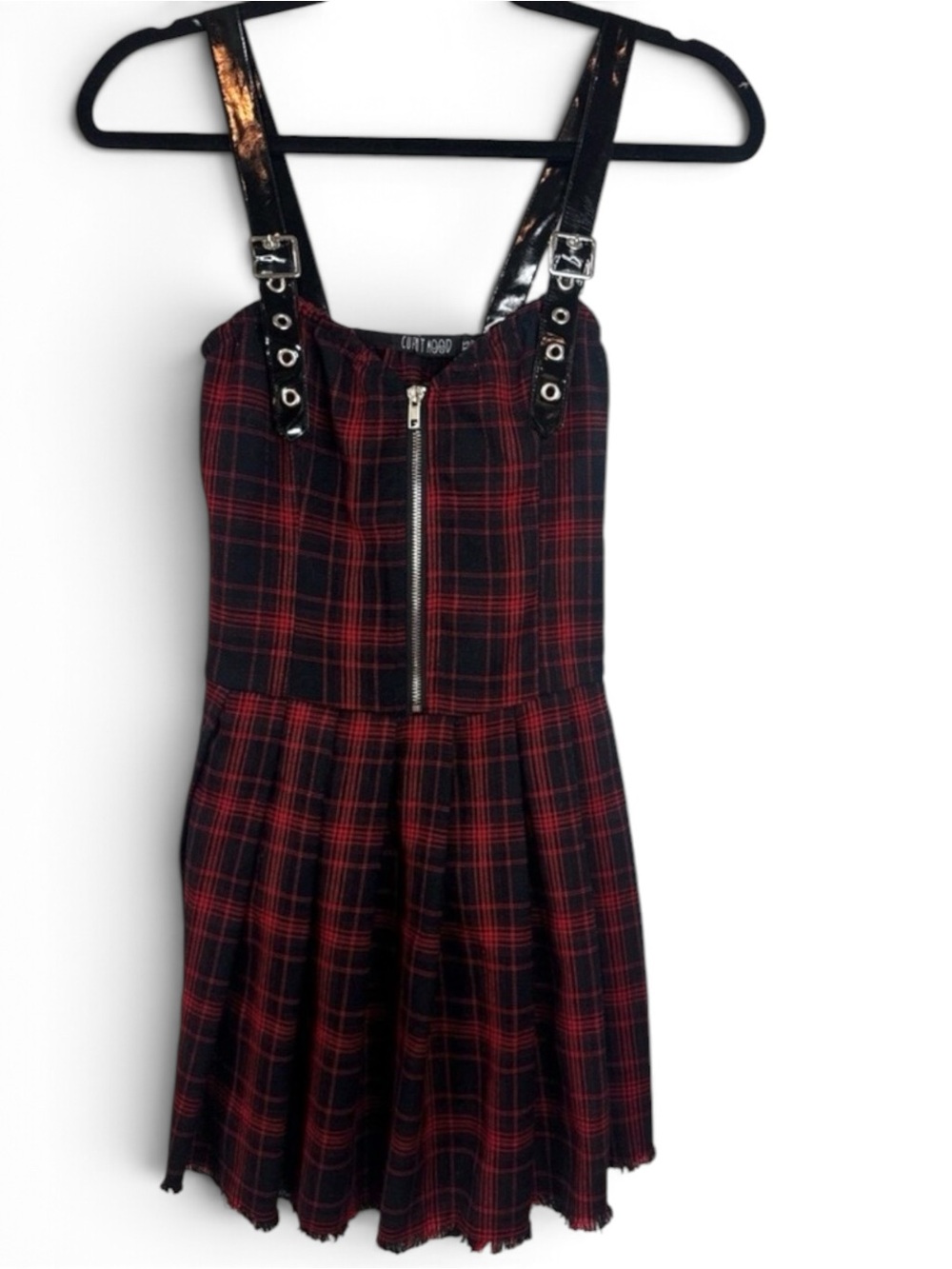 Current Mood Plaid Dress Womens XS Punk Grunge Gothic Buckle